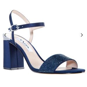 Nina Shoes Navy Block Heel Sandals NIB